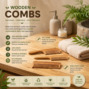 Peigne à cheveux en bois naturel - Product Image 2