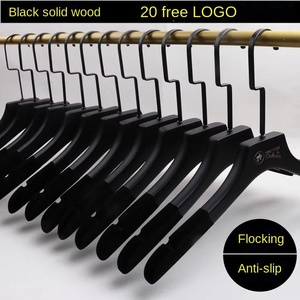 Cintre en bois massif noir antidérapant haut de gamme pour vêtements pour hommes, support pour pantalons, flocage sans trace - Product Image 3