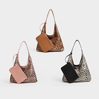 Sac à main pour femme tendance en gros, sac hobo imprimé léopard grande capacité avec portefeuille, sac à bandoulière de créateur