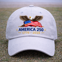 Casquette de baseball et T-shirt brodés vintage de haute qualité, thème patriotique Amérique 250e anniversaire 2026, États-Unis