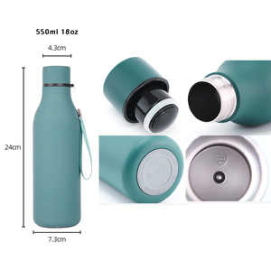 Botella de agua de acero inoxidable 304 con recubrimiento mate a prueba de fugas, logotipo personalizado, 550 ml, 18 oz, botella de agua de acero inoxidable. - Product Image 2