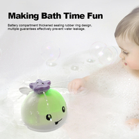 Jouets de bain pour bébé en forme de baleine Pulvérisation d'eau à 4 modes avec lumière clignotante Jouets de jeu d'eau en plastique pour enfants