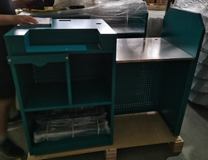 Mesa de caixa de checkout mesa em aço inox topo de grãos de metal balcão recepção secretária registo - Product Image 2