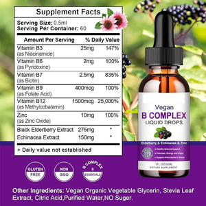 Compléments alimentaires à base de plantes, gouttes liquides pour adultes, complexe de vitamines B, produit de beauté avec B3+<span class=keywords><strong>B12</strong></span>+<span class=keywords><strong>B6</strong></span>+<span class=keywords><strong>B1</strong></span>, pour femmes enceintes exclues - Product Image 3