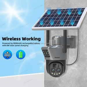 Kamera CCTV IP WiFi Tenaga Surya Hongnaer 9MP V380 Pro 2 Video 3 Lensa 10X Zoom WiFi Kamera Keamanan Luar Ruangan Tenaga Surya - Product Image 6