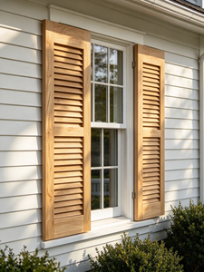 Persianas de Madera Natural Americana con Acabado Teñido, Persianas Exteriores con Rejillas, Persianas Tradicionales Duraderas Hechas a Medida - Product Image 3