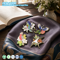 Broche en émail personnalisée style chinois, motif floral et oiseaux, en alliage de zinc, accessoire décoratif en métal, artisanat artistique, souvenir, accessoire vestimentaire