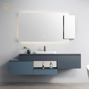 Mueble de Baño Moderno <span class=keywords><strong>GODI</strong></span> con Doble Lavabo, Diseño Nuevo, Ecológico, de Madera Maciza y Mármol, Resistente al Agua, con Garantía de 5 Años - Product Image 2