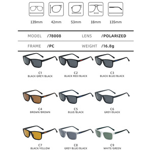 Lunettes de soleil rétro pour hommes 78008, polarisées UV400, rectangulaires, à monture complète, pour la conduite - Product Image 1