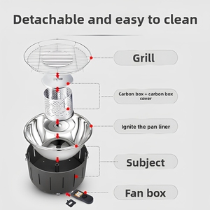 Parrilla Portátil de Carbón de Encendido Rápido con Ventilador USB a Batería, Compacta y sin Humo, para Exteriores - Product Image 2