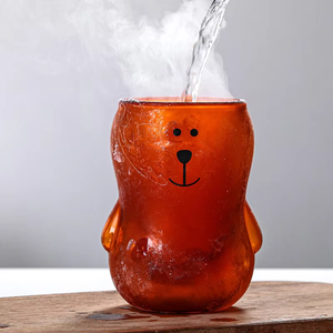 Nuova Popolare Tazza in Vetro a Doppia Parete a Forma di Orso, Tazza da Caffè in Vetro Borosilicato Termoisolante per Uso Domestico con Coperchio - Product Image 3
