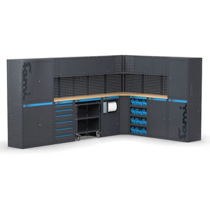 Fami Garage 391 G12 3688x2472mm <b>workshop</b> furniture with 5 cabinets, trolley, <b>drawer</b> unit and containers - Product Image 1