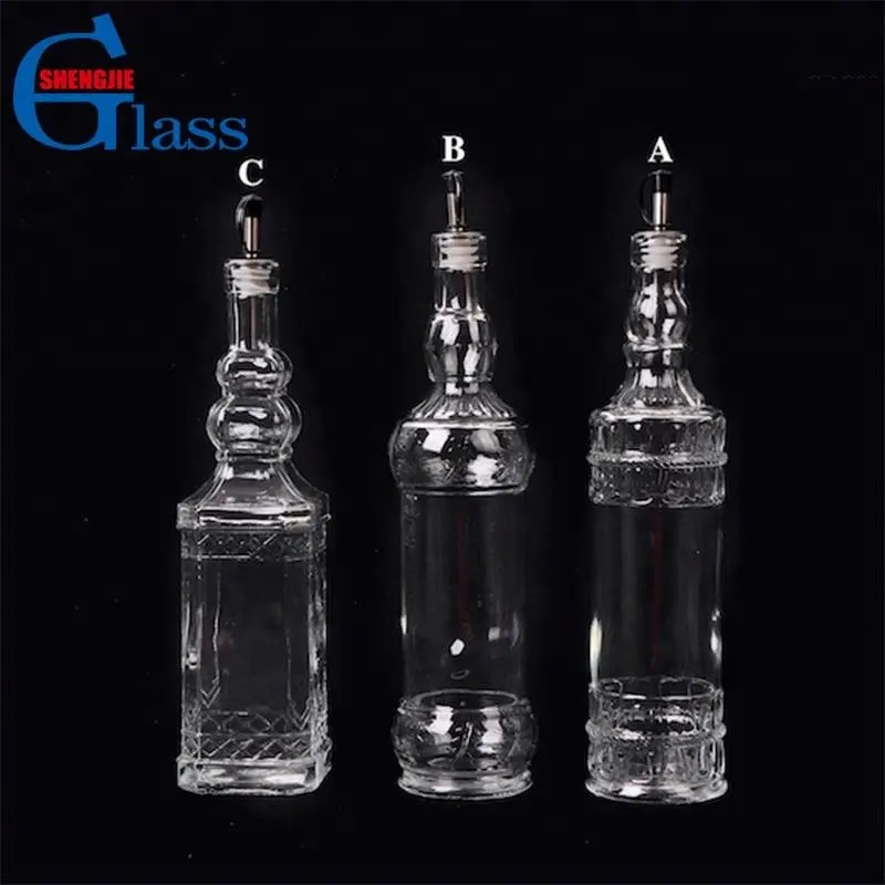Good Price Embossed Custom Glass Cooking Oil Bottle Leakproof Olive Oil Glass Bottle With Lid