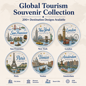 Plato Decorativo de Cerámica de Recuerdo de <span class=keywords><strong>San</strong></span> <span class=keywords><strong>Francisco</strong></span>, EE. UU., con Diseño de Teleférico, León Marino y Paisaje Urbano, Plato de Gres, Personalizado OEM ODM, Venta al por Mayor - Product Image 5