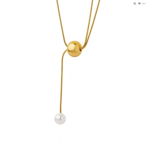 Collana con ciondolo a forma di pera in oro placcato oro 18k collana con catena regolabile in acciaio inossidabile gioielli personalizzati da donna