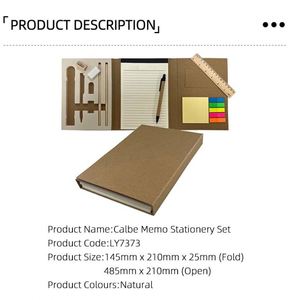 Set de Cuaderno con Bolígrafo, Cuaderno Personalizado con Logotipo, Bloc de Notas Promocional con Bolígrafo, Borrador, Regla y Notas Adhesivas - Product Image 4