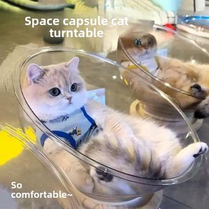 Casa para gatos <span class=keywords><strong>de</strong></span> lujo al por mayor, cápsula espacial acrílica transparente, plato giratorio <span class=keywords><strong>de</strong></span> madera <span class=keywords><strong>de</strong></span> pino inspirado, cama para gatos, suministros para mascotas - Product Image 3