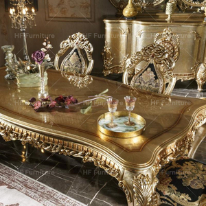 Thổ Nhĩ Kỳ Vàng Ưa Thích Phòng Ăn Sang Trọng Bàn Ghế Gỗ Rắn Bàn Ăn Đặt 6 Chỗ Ngồi - Product Image 3