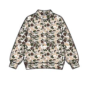 Hot Selling Girls Camo Print <b>Mock</b> <b>Neck</b> Long Sleeve Sweatshirt Casual Pullover <b>Tops</b> Custom Logo - Product Image 6