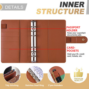 Carnet de comptabilité A6 en similicuir à motifs floraux européens et américains, à feuilles mobiles, idéal pour les affaires transfrontalières, cadeau créatif et original - Product Image 3