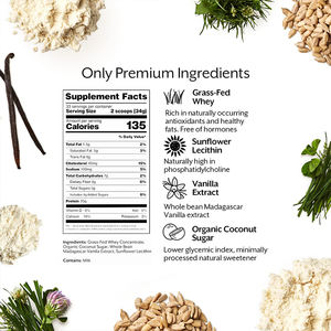 Protéine de lactosérum issue de bovins nourris à l'herbe, saveur vanille de Madagascar, fabriquée aux États-Unis, 1,13 kg, complément sportif, directement de l'usine - Product Image 4