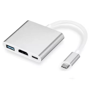 Adaptador <span class=keywords><strong>USB</strong></span> <span class=keywords><strong>C</strong></span> a HD 3 en 1 <span class=keywords><strong>Hub</strong></span> multipuerto tipo <span class=keywords><strong>C</strong></span> a HDTV 4K, <span class=keywords><strong>USB</strong></span> 3,0 <span class=keywords><strong>USB</strong></span> <span class=keywords><strong>C</strong></span> Adaptador convertidor de puerto de carga de entrega de energía - Product Image 1