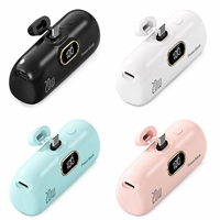 Mini batterie externe de poche à affichage numérique LED, USB Type C, haute capacité 5000 mAh, avec charge rapide, capsule de voyage, petite et portable