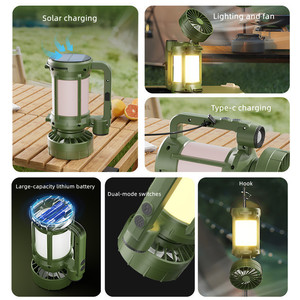 Ventilador Solar para Exteriores y Lámpara de Camping, Linterna de Emergencia, Lámpara de Camping Multifuncional - Product Image 6