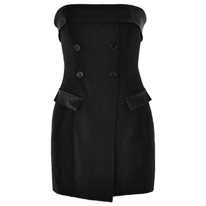 Robe de cocktail courte sans bretelles, taille naturelle, dos nu, sans manches, respirante, style été - Product Image 5