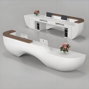 Simple Arc Semi Circular Beauty Salon Reception Desk Nail Salon Clothing Store Cashier Counter Art Reception <b>Table</b> - Product Image 3