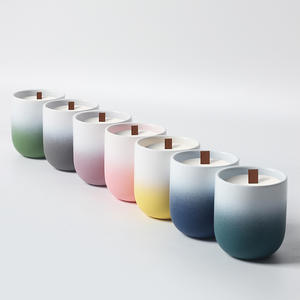 Elegante diseño moderno elegante recipiente de cerámica tarro decoración del hogar hecho a mano gradiente hormigón vela contenedor - Product Image 5