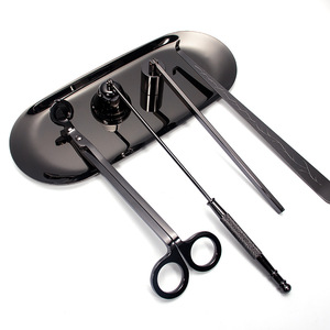 <b>Candle</b> Extinguisher Tool <b>Set</b> 5 Piece Stainless Steel Smokeless Wick Trimmer Hook Oval Gun Black Hand Tools - Product Image 1