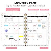 Agenda hebdomadaire/quotidien promotionnel à spirales avec logo personnalisé, couverture en papier, 120 feuilles, couleur et design personnalisés pour usage professionnel
