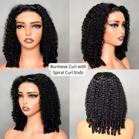 Pelucas de Cabello Humano Rizado Birmano de Doble Trama y 250% de Densidad, Estilo Bob Corto, Sin Pegamento, Línea de Cabello Pre-Desplumada, Pelucas de Cabello Brasileño al Por Mayor