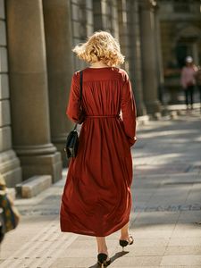 Vestido largo de algodón mercerizado de diseñador francés carolingio personalizado, vestidos informales de nicho de la industria pesada versión europea - Product Image 5