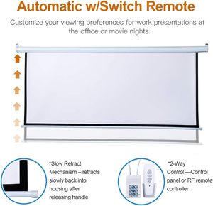 Pantalla de proyector eléctrica de 120 pulgadas con control remoto automático interior desplegable motorizado 4K 3D HD pantallas de proyección para películas - Product Image 3