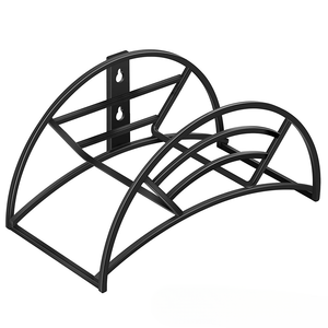 Support <span class=keywords><strong>tubulaire</strong></span> pour tuyau d'extérieur simple et robuste Support mural pour tuyau en métal noir Support de rangement pour tuyau Cintre pour jardin et cour - Product Image 1