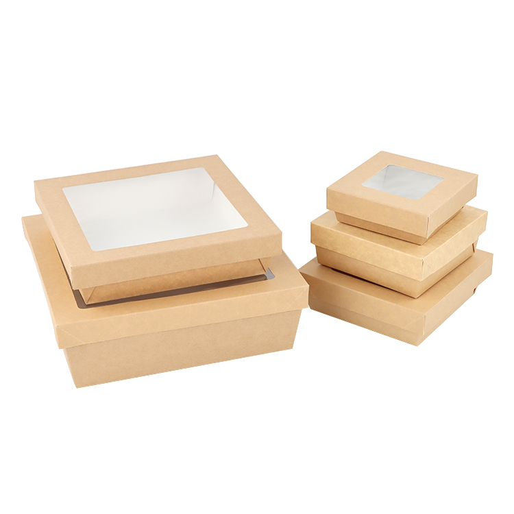 Disposable eco friendly Custom Printing Food Packing Small Sushi Cake Bakery Chocolate Packaging PapePaper Box with WindowrPopular