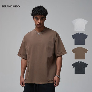 Fabricante de camisetas 275G GSM 100% algodón peso pesado camisetas lavadas camisetas de gran tamaño - Product Image 2