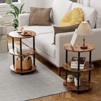 Nouvelle table d'appoint multi-niveaux, petite table basse, structure en métal, design moderne minimaliste, plateau en bois, meubles de salon
