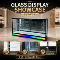Keway RGB LED Display-Vitrine Schwarzer Glas-Thekenschrank mit 3 Regalen