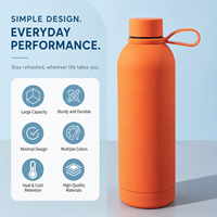 Botella de Agua con Aislamiento al Vacío de Doble Pared de Acero Inoxidable 304 de 500 ml, con Asa Flexible, Mantiene la Temperatura de 12 a 24 Horas, Taza de Regalo