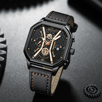 Nouvelle montre à quartz carrée en cuir imperméable pour homme - Montre-bracelet sportive et décontractée pour homme