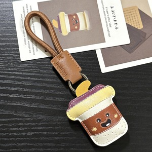 Cute Creative Fries Milk Tea Customizable Pu Leather <b>Keychain</b> Plastic <b>Keychain</b> Couple Bag Pendant for Fashion Gift - Product Image 4