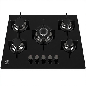 Table de cuisson à gaz encastrable 5 brûleurs en verre avec allumage électronique, design étanche, surface facile à nettoyer et usage domestique - Product Image 1