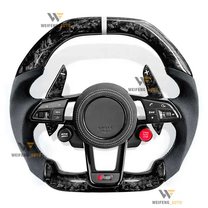 Fibra de carbono personalizada y Alcantara para volante AUDI, paleta ancha para volante Audi R8, negro, un PCS