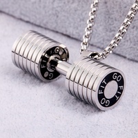 Collier de fitness en acier inoxydable style punk avec pendentif haltère et barre de musculation en forme de chaîne de bambou pour hommes, vente en gros HTD518