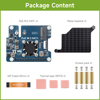 POE HAT+ Waveshare PCIe ke Papan Pengembangan Adaptor untuk Raspberry Pi 5 Mendukung Protokol NVMe M.2 Solid State Drive A356