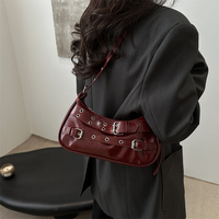 Sac à bandoulière en PU pour femme, portable, à sangle unique, fermeture éclair, design sous le bras, couleur unie