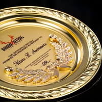 Plaque Ronde en Métal Noble Gravée sur Mesure pour Récompense d'Entreprise, Souvenir de Retraite, Cadeau – Sans Moule Requis